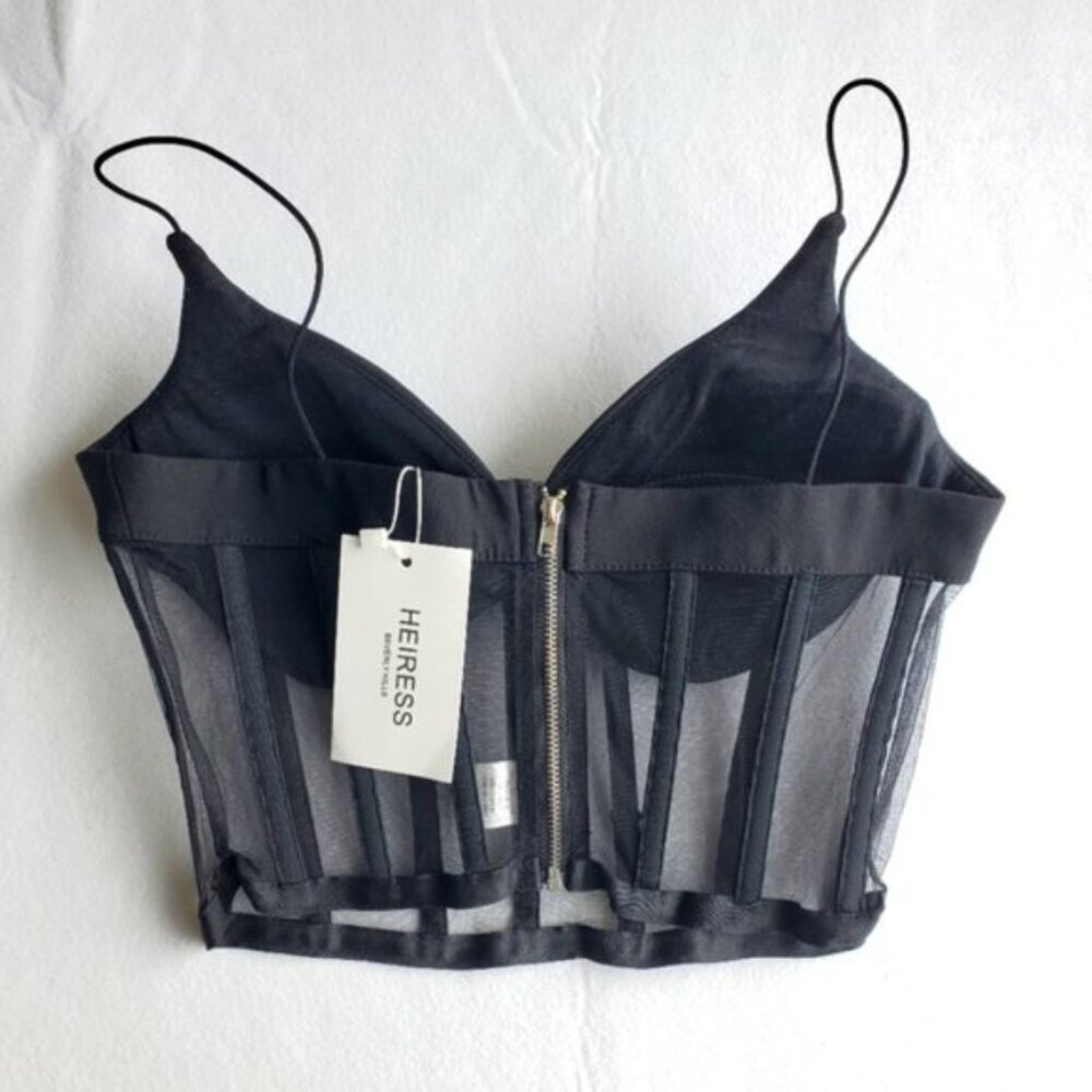 Black Mesh Corset Top - Picture 2 of 5